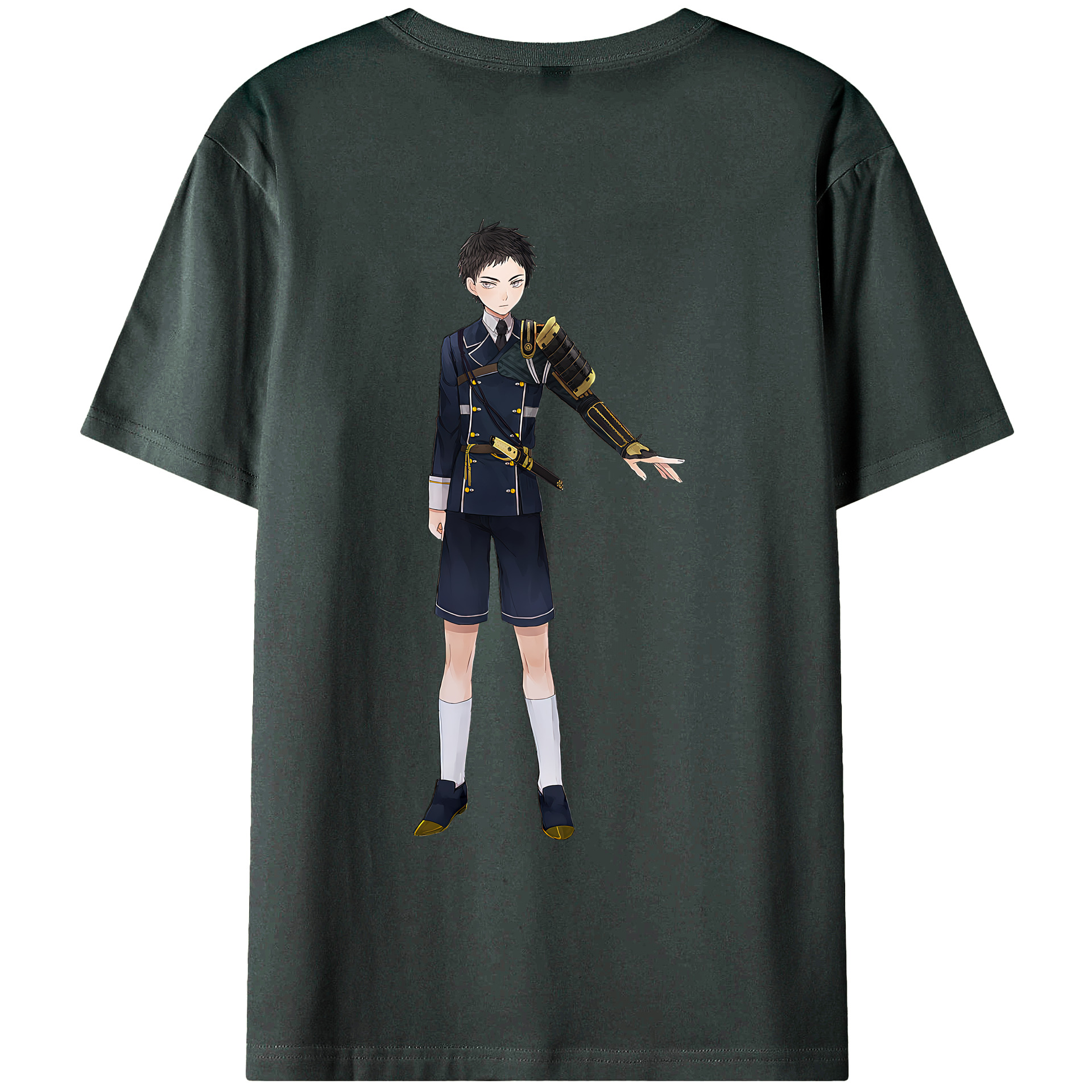 （画像用） 刀剣乱舞 Touken Ranbu 綿100％ メンズ半袖Tシャツ（バックプリント） 通気性